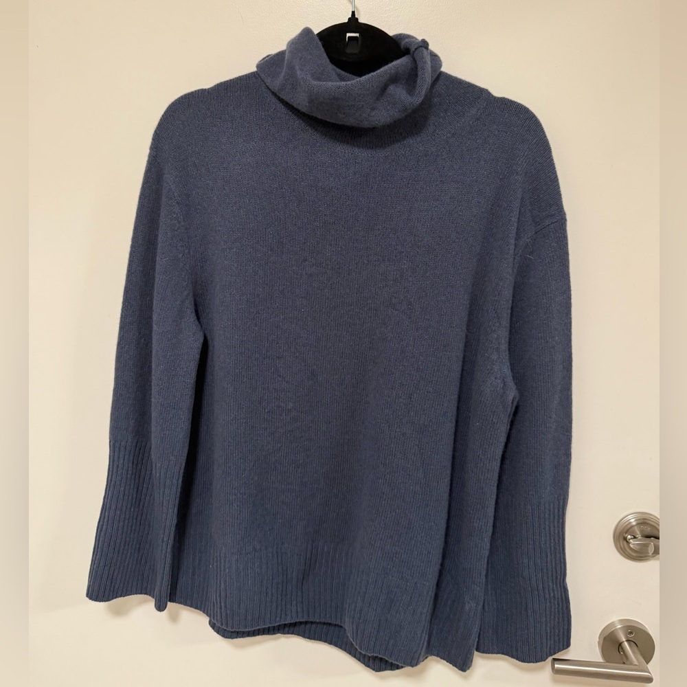 Massimo Dutti Wool/Cashmere Blue Cowl Neck Sweater - Picture 2 of 9